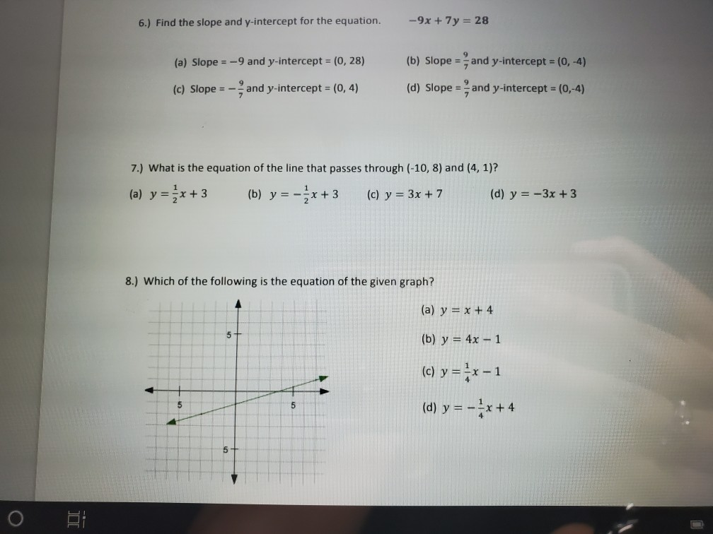 Solved 6.) Find the slope and y-intercept for the equation. | Chegg.com