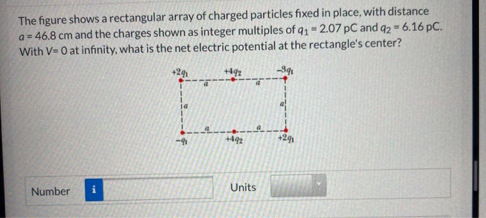 Solved The figure shows a rectangular array of charged | Chegg.com