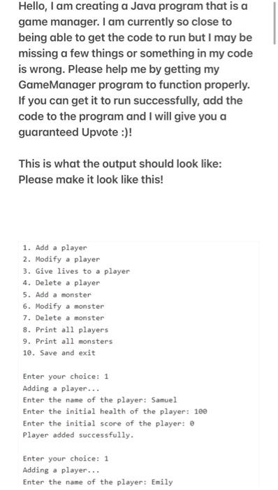 Solved Hello, I am creating a Java program that is a game | Chegg.com