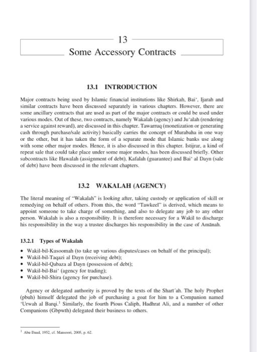 13 Some Accessory Contracts 13.1 INTRODUCTION Major