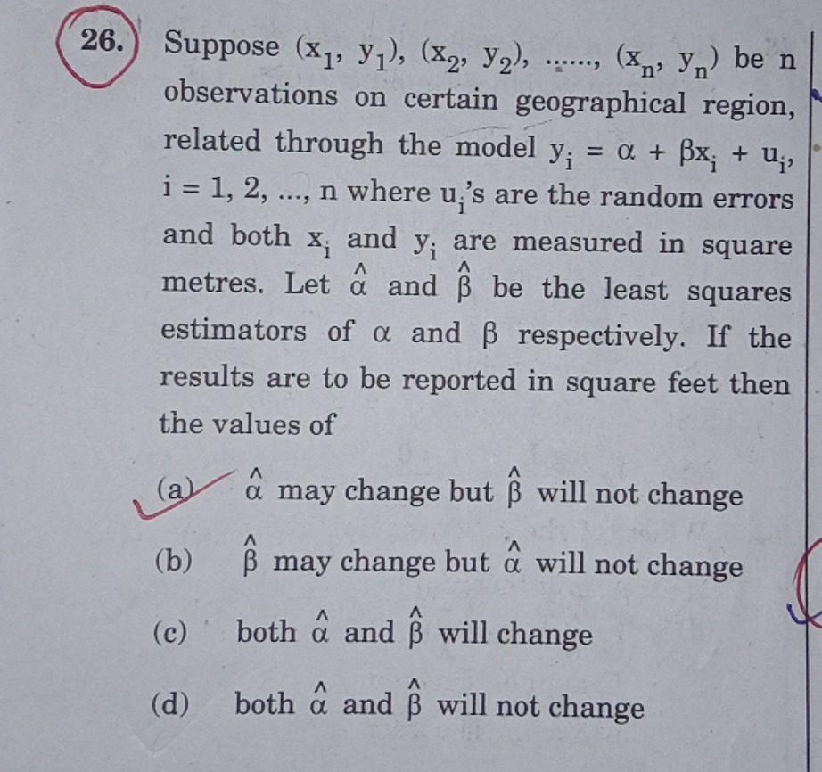 26 Suppose X Y X Y2 Nyn Ben Chegg Com