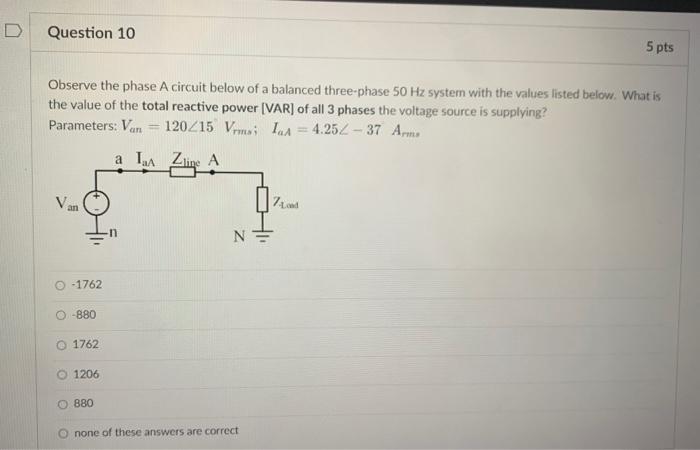 Solved Observe the phase A circuit below of a balanced | Chegg.com