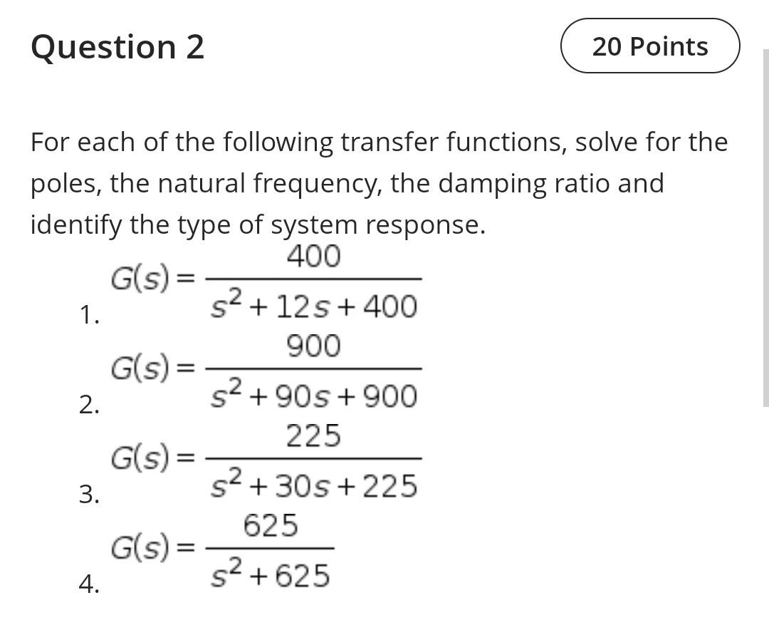 Solved Question 2 20 Points For each of the following | Chegg.com