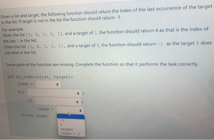 solved-given-a-list-and-target-the-following-function-chegg