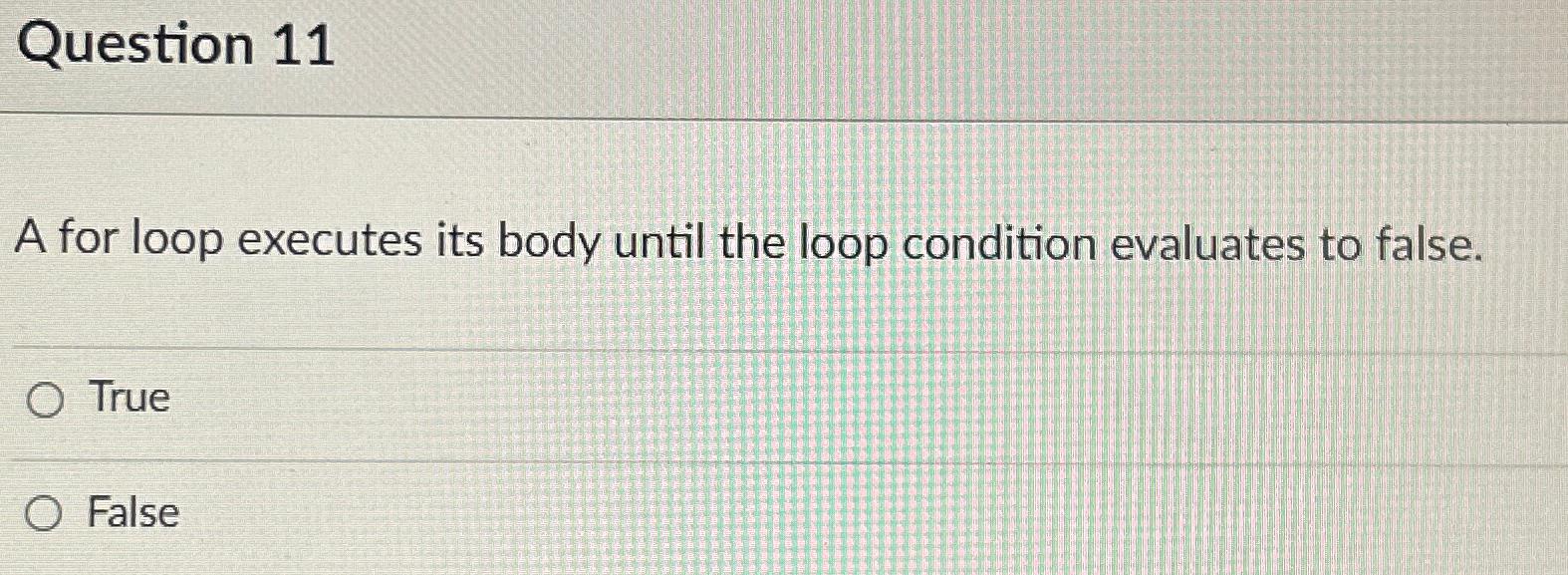 Solved Question 11A for loop executes its body until the | Chegg.com