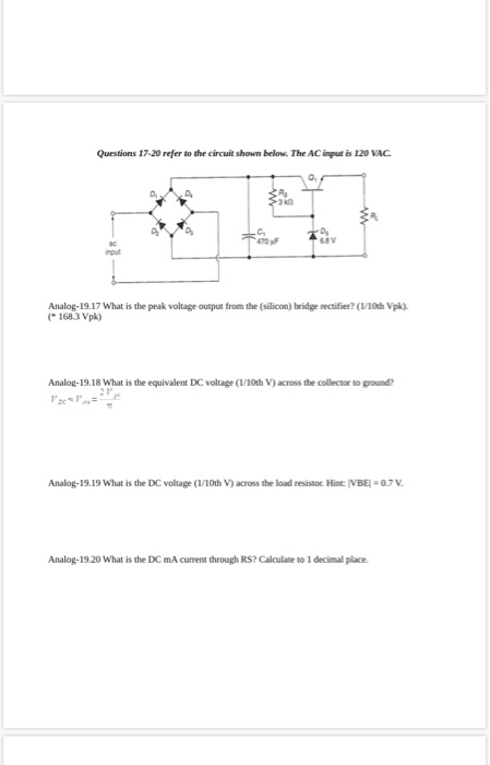 Solved Questions 17-20 refer to the circuit shown below. The | Chegg.com