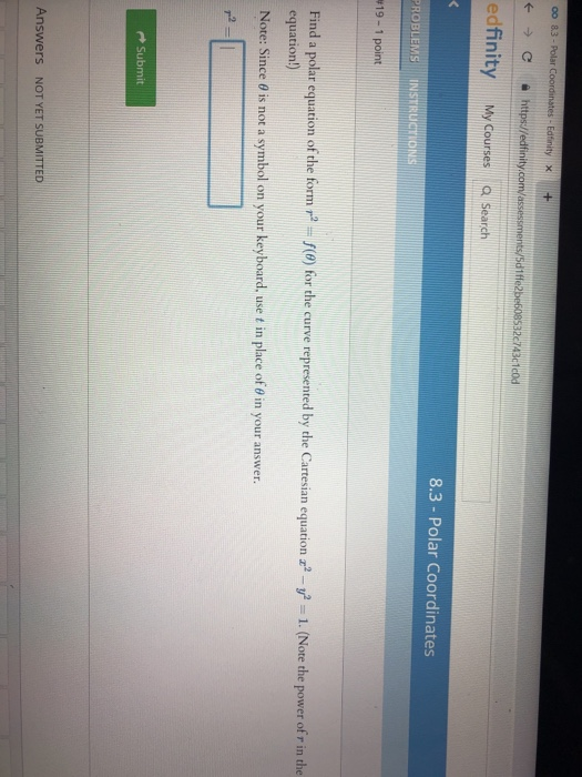 Solved 0o 83-Polar Coordinates- Edfinity X | Chegg.com