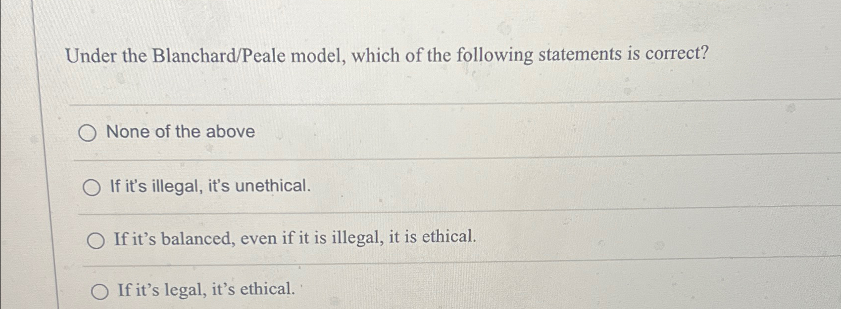 Solved Under The Blanchard/Peale Model, Which Of The | Chegg.com