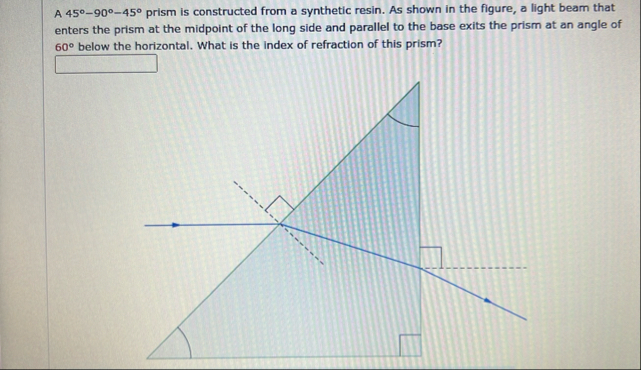 Solved A 45°-90°-45° ﻿prism is constructed from a synthetic | Chegg.com