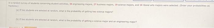 Solved In a random survey of students concerning student | Chegg.com