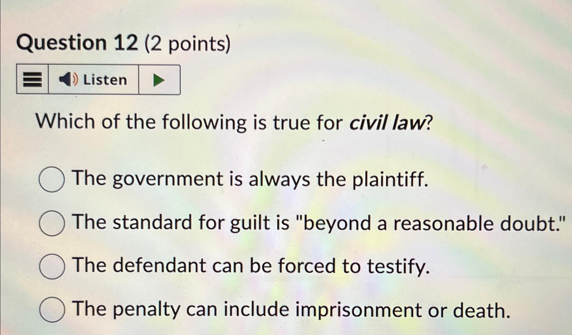 Solved Question 12 (2 ﻿points)Which of the following is true