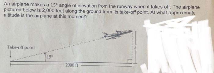 Solved An Airplane Makes A 15 Angle Of Elevation From The Chegg