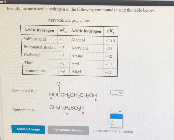 Solved Identify the most acidic hydrogen in the following | Chegg.com