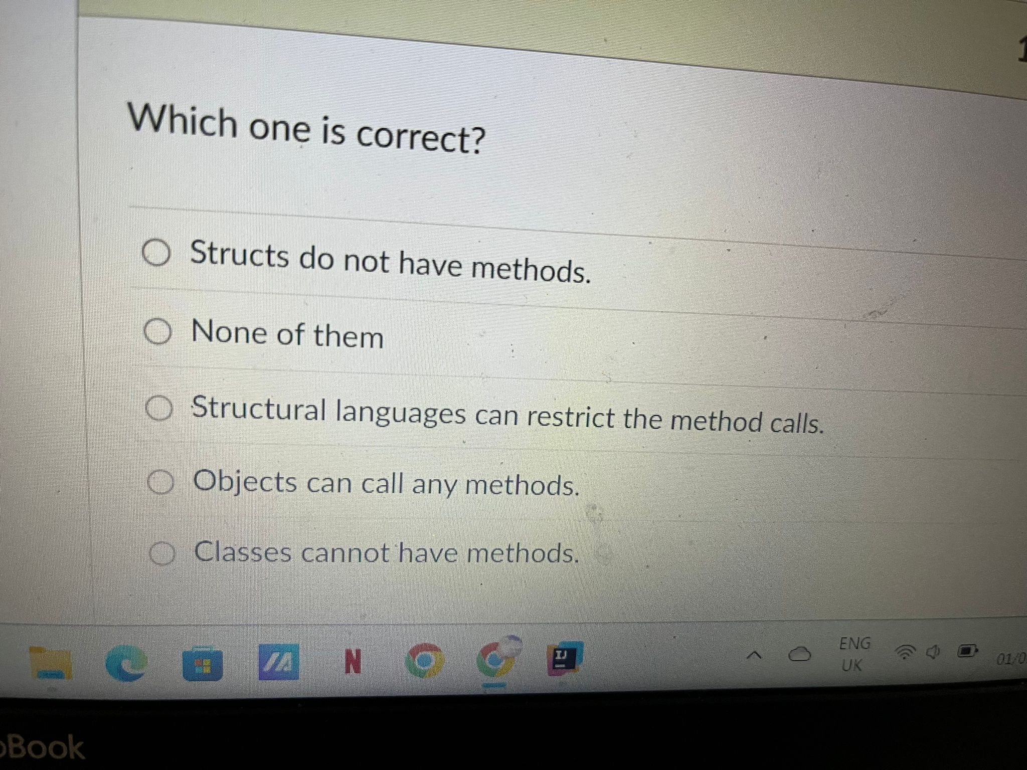 Solved Which one is correct?Structs do not have methods.None | Chegg.com