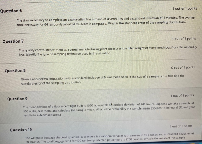 Solved Question 1 O out of 1 points The distribution of the | Chegg.com