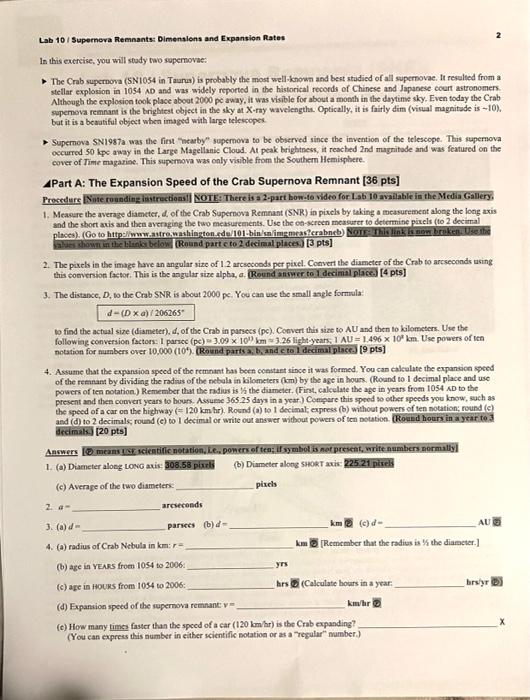 Solved Rowan Introduction to Astronomy Lab 10 / Supernova | Chegg.com