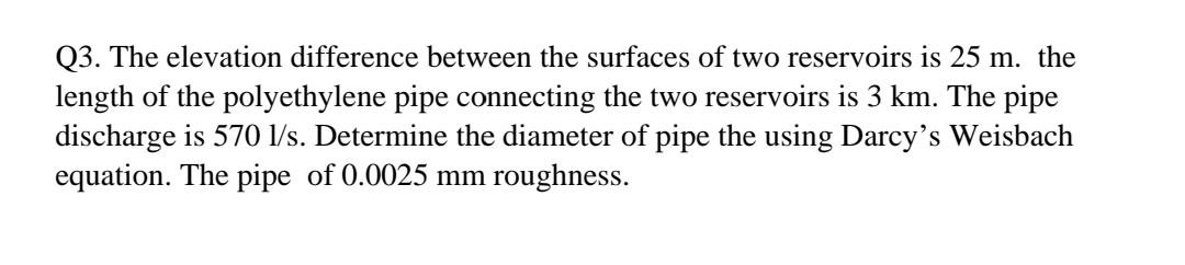 Solved Q3. The elevation difference between the surfaces of | Chegg.com