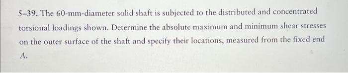 Solved 5-39. The 60-mm-diameter solid shaft is subjected to | Chegg.com