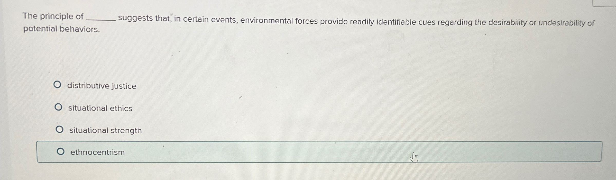 Solved The principle of ﻿suggests that, in certain events, | Chegg.com