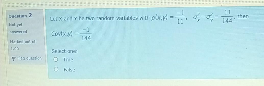 Solved Question 2 11 144 then Let X and Y be two random | Chegg.com