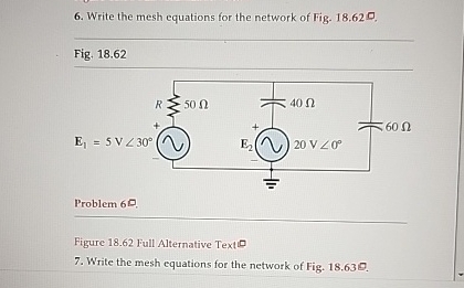 Solved Write the mesh equations for the network of Fig. | Chegg.com