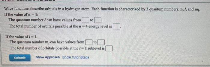 Solved Wave functions describe orbitals in a hydrogen atom. | Chegg.com