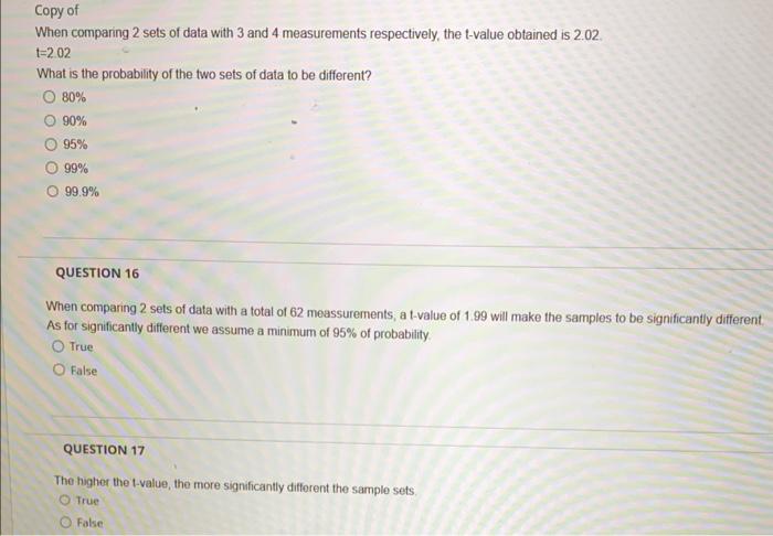 Solved When comparing 2 sets of data with 3 and 4 | Chegg.com