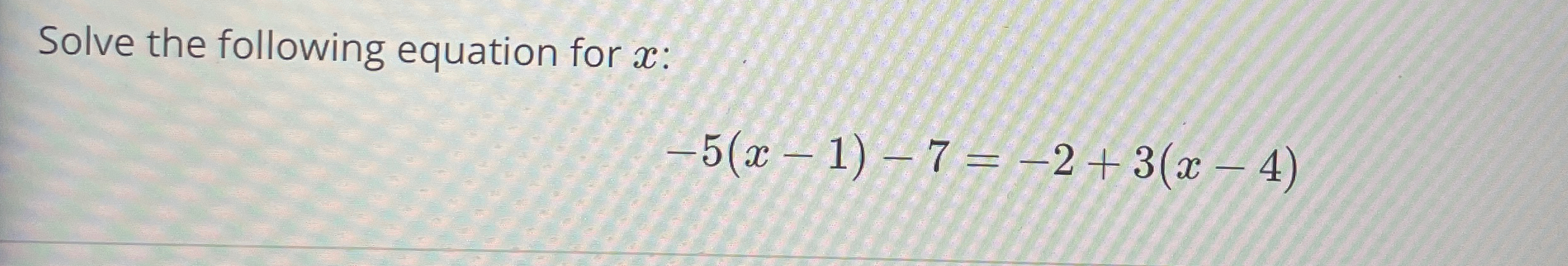 Solved Solve the following equation for x | Chegg.com