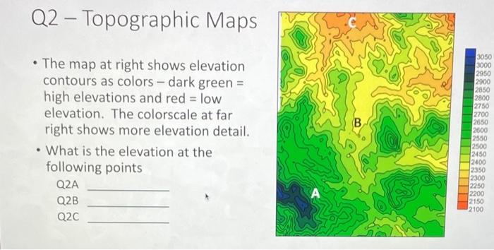 Solved Q2 - Topographic Maps B • The map at right shows | Chegg.com