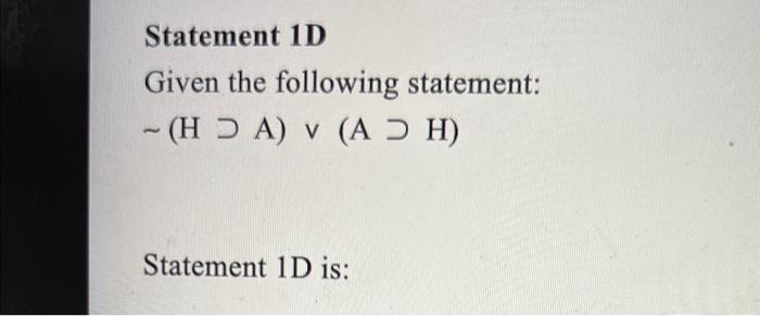 Solved Statement 1D Given The Following Statement: | Chegg.com