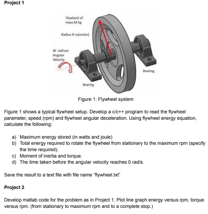 Project 1Figure 1 ﻿shows a typical flywheel setup.