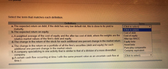 Select The Term That Matches Each Definition A The Chegg Com