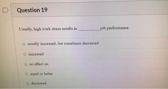 Solved Question 18 Psychological consequences of stress | Chegg.com