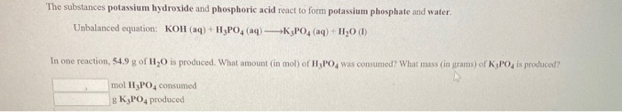 Solved The unbalanced equation for the reaction between | Chegg.com