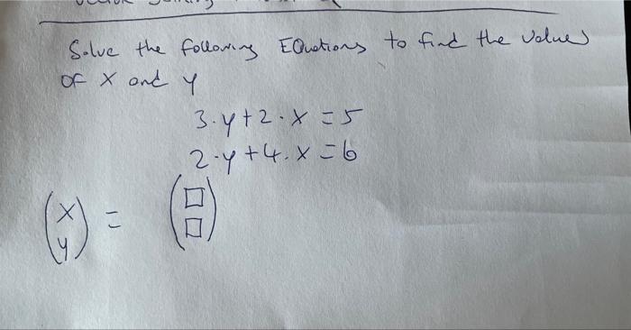 Solved Solve the following EQuations to find the values of x | Chegg.com