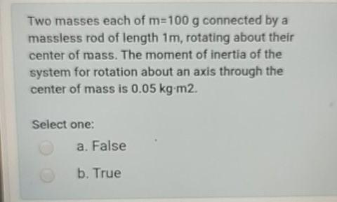 Solved Two masses each of m=100 g connected by a massless | Chegg.com
