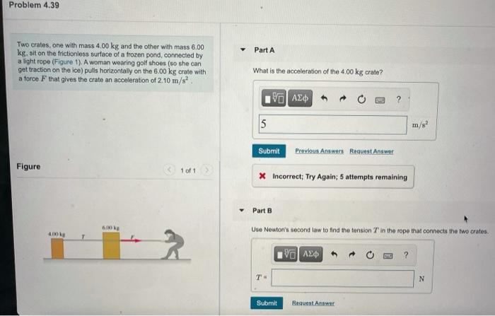 Solved Problem 4.39 Y Part A Two Crates, One With Mass 4.00 | Chegg.com