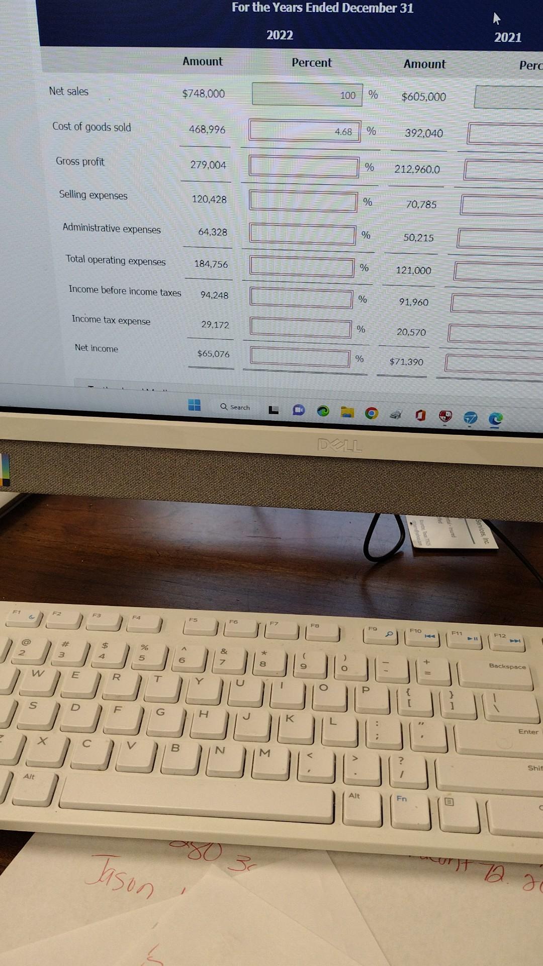 Solved For The Years Ended December 31 Chegg