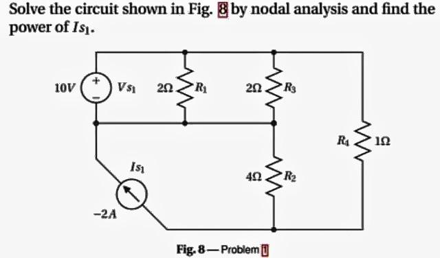 Solved Solve the circuit shown in Fig. 8 by nodal analysis | Chegg.com