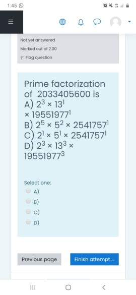 Solved 1:45 III Not yet answered Marked out of 200 P Flog | Chegg.com
