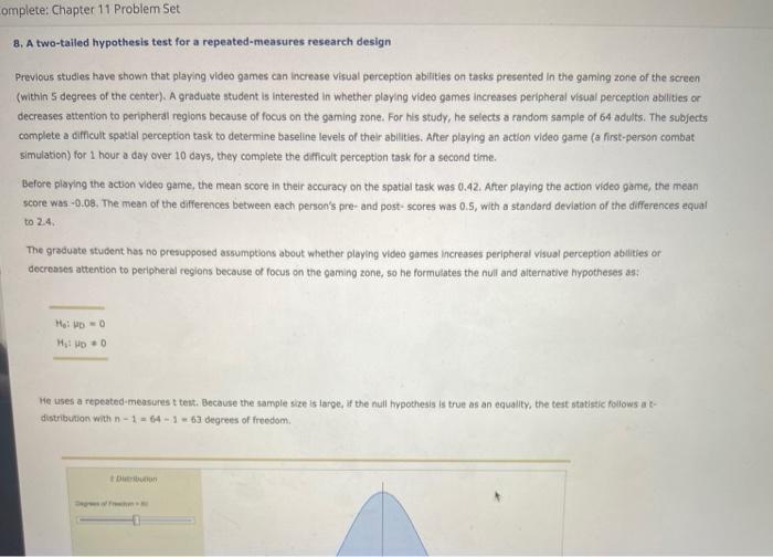 Solved omplete: Chapter 11 Problem Set 8. A two-tailed | Chegg.com
