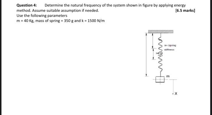 Solved Question 4: Determine the natural frequency of the | Chegg.com