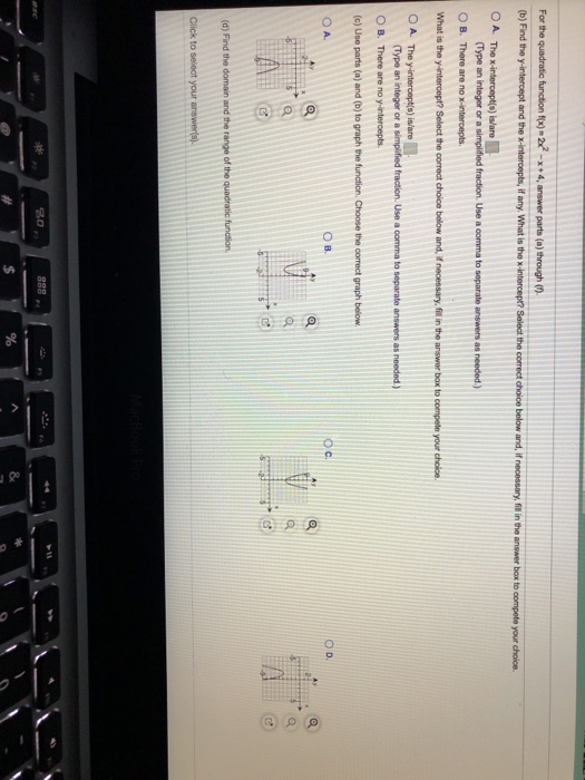 Solved For the quadratic function f(x) 2x2 - x +4, answer | Chegg.com