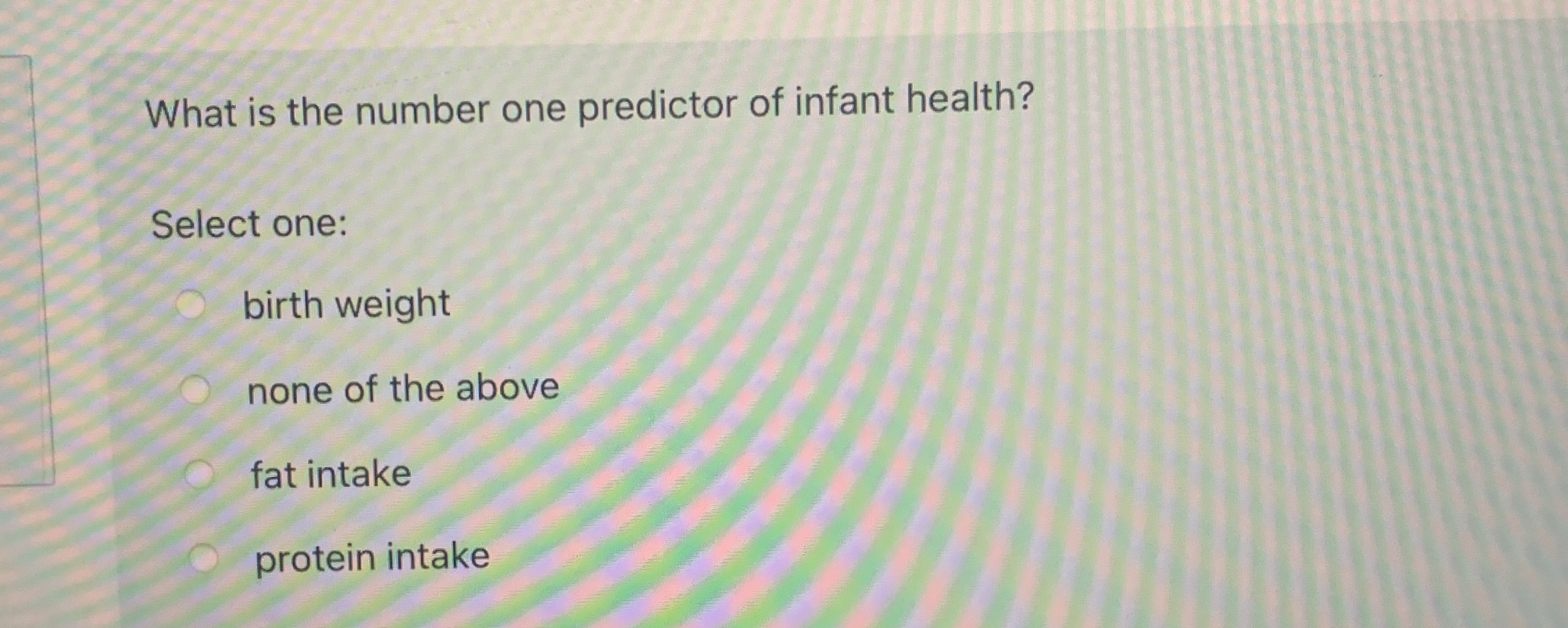 Solved What is the number one predictor of infant
