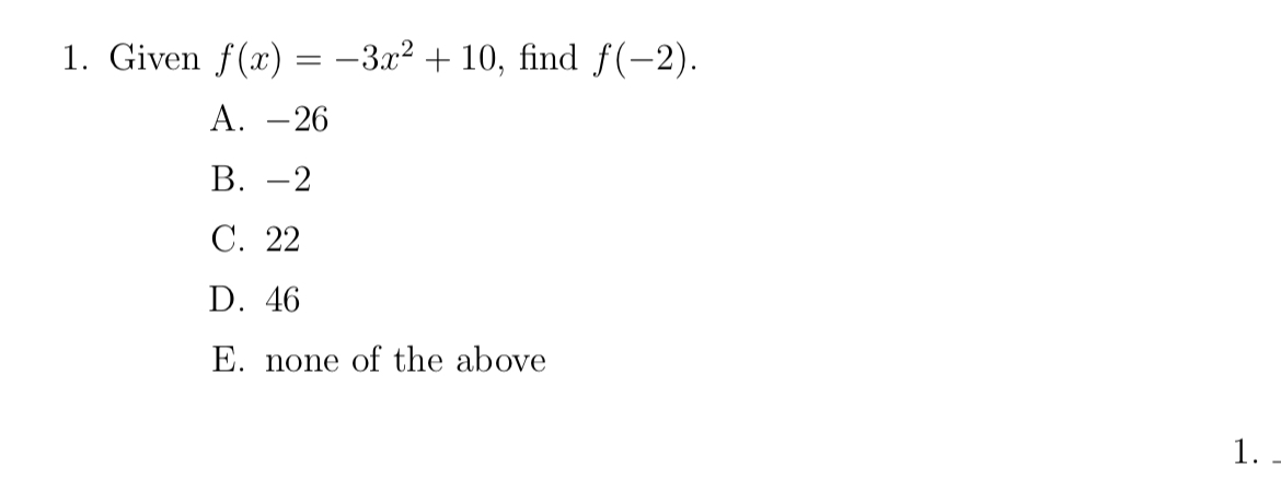 Solved Given f(x)=-3x2+10, ﻿find | Chegg.com