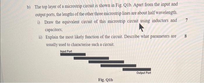 Solved b) The top layer of a microstrip circuit is shown in | Chegg.com