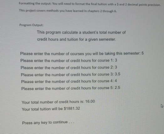 Solved In this project you will create a program that will | Chegg.com