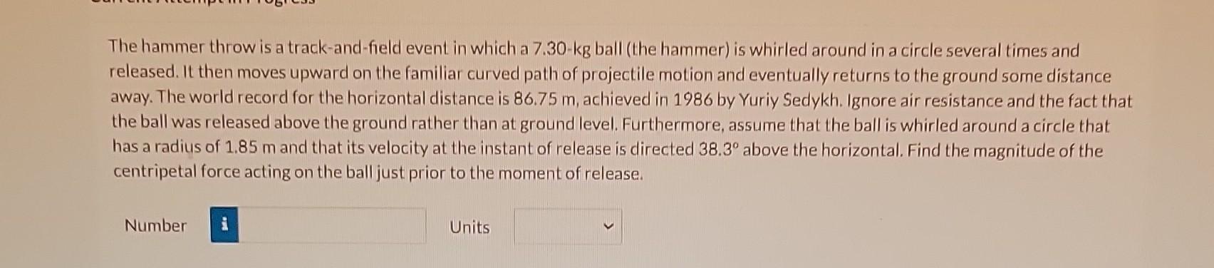 Solved The Hammer Throw Is A Track-and-field Event In Which | Chegg.com