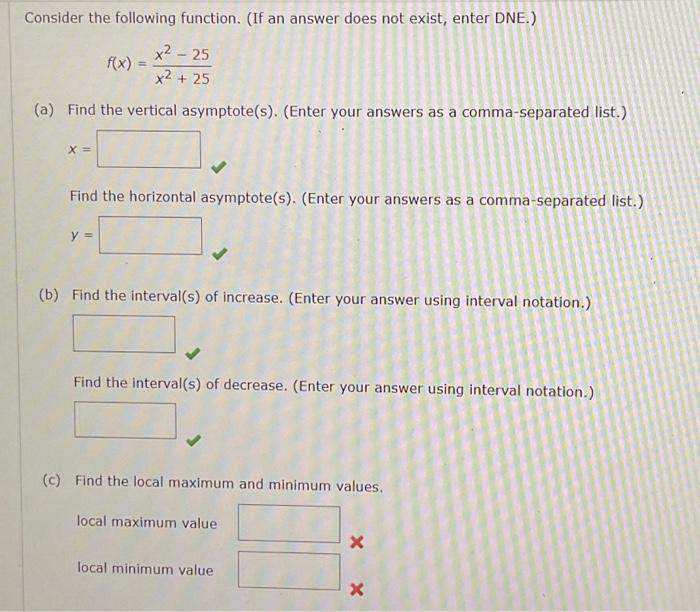 Solved Consider the following function. (If an answer does | Chegg.com