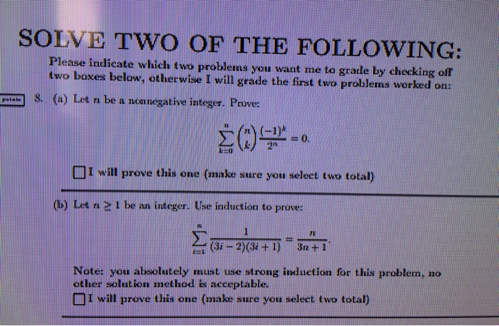 Solved SOLVE TWO OF THE FOLLOWING: Please indicate which two | Chegg.com